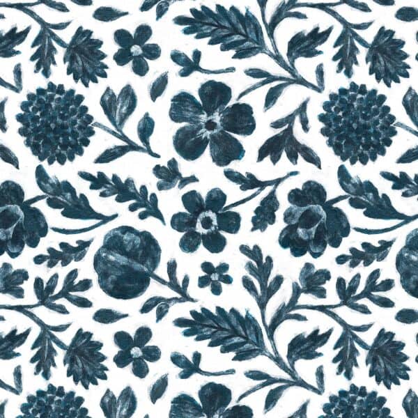 Dahlias & poppy indigo