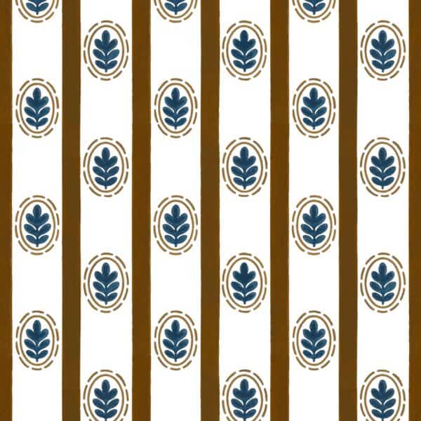 Medallion stripe french navy & caramel