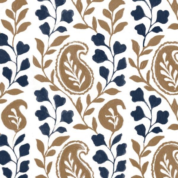 Paisley caramel & french navy