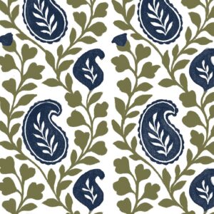 Paisley olive & french navy